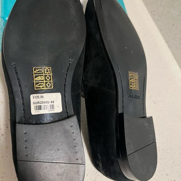 ALDO Black Suede Embroidered Loafer Mules Women's Size 7.5 Dress Shoes - Picture 7 of 8